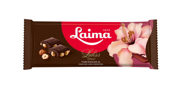 LAIMA LUKSS TUMŠĀ ŠOKOLĀDE AR VESELIEM LAZDU RIEKSTIEM
